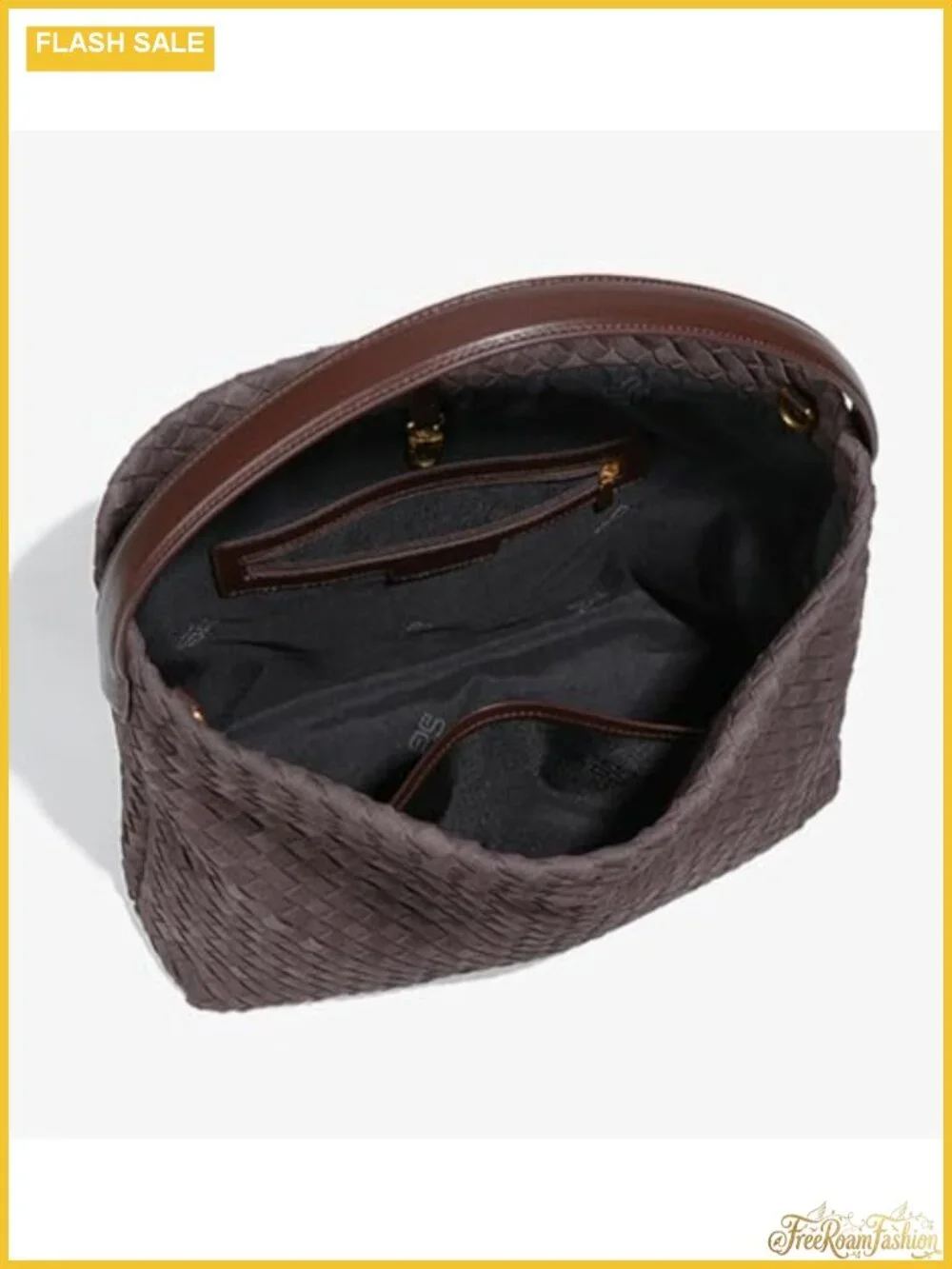 Woven Faux Suede Hobo Tote Bag Women Slouchy Shoulder Purse